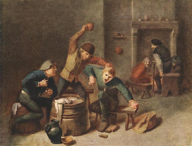 BROUWER, Adriaen Brawling Peasants Germany oil painting art